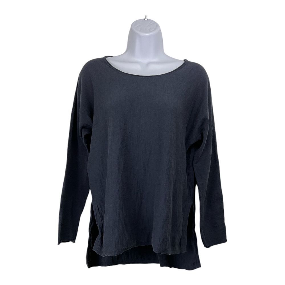 Margaret O'Leary Womens Long Sleeve Top Distressed Grunge Minimalist Lightweight